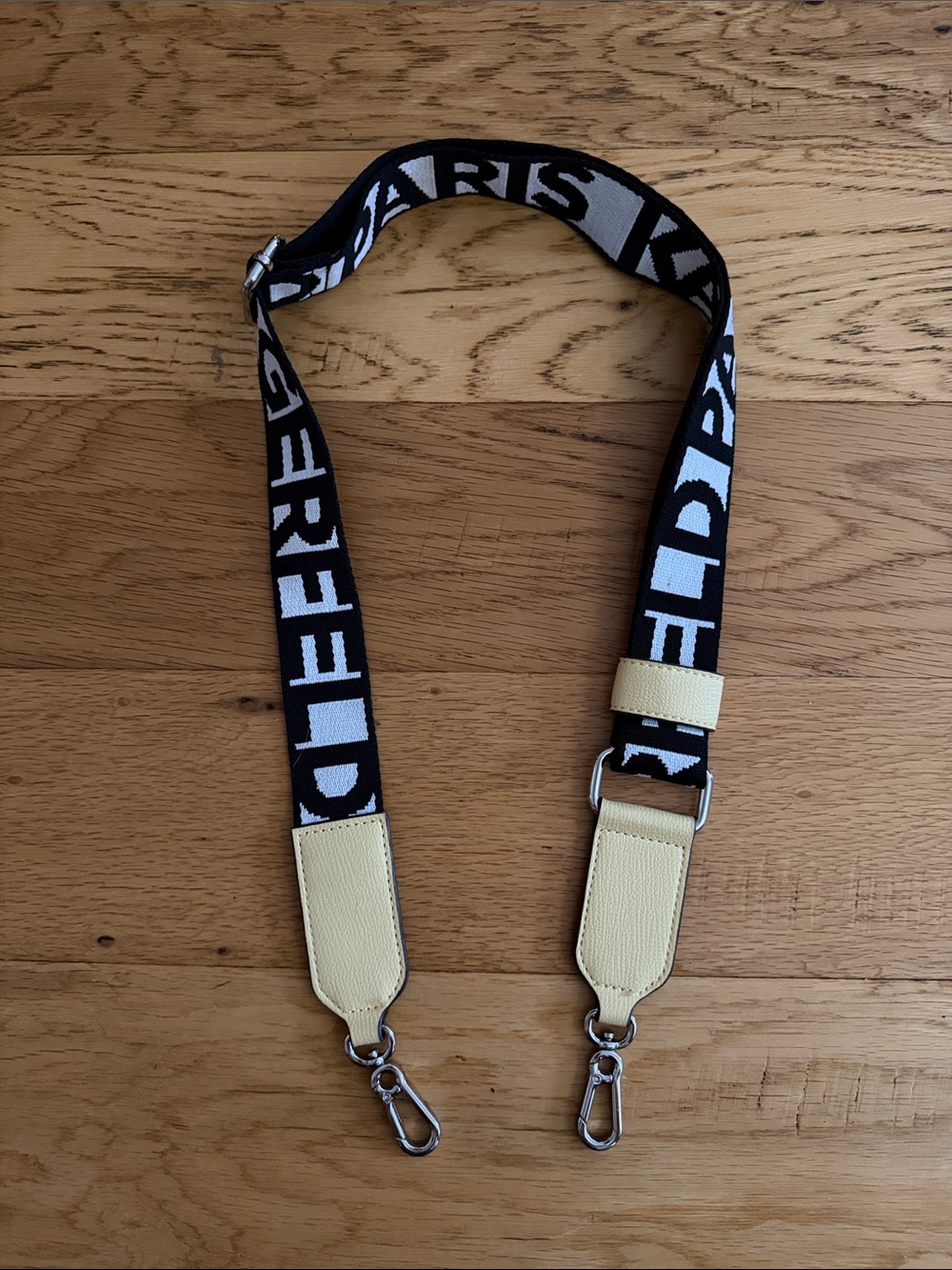 NEW -Karl Lagerfeld Paris - Crossbody Black & yellow Adjustable Canvas Bag Strap